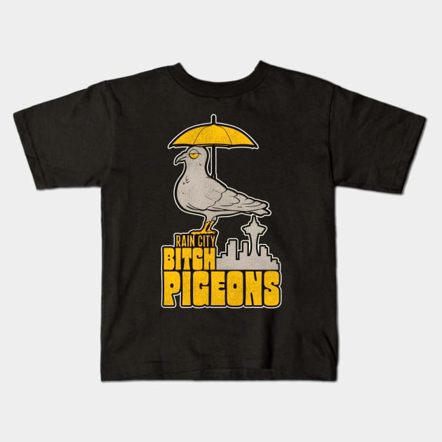 Rain City Pigeons Seattle Hockey Fan Kids T-Shirt by HypeRamen